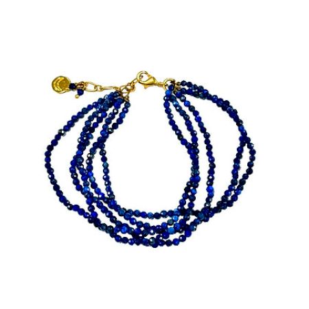 Lapis Beaded 5-Layer Bracelet | 22K Gold Plated Brass | Adjustable Size 7 inch